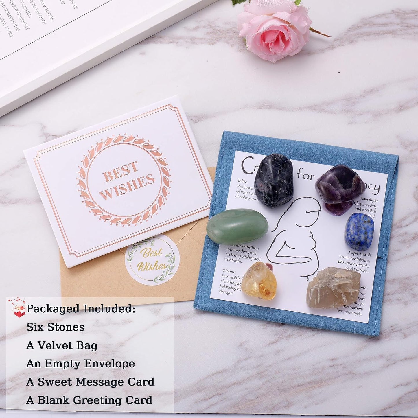 Pregnancy Crystals Set – Fertility Support Stones for Healthy Pregnancy, Hormone Balance, Anxiety Relief – Spiritual Gift for Expecting Mothers, New Mom or Mom to Be