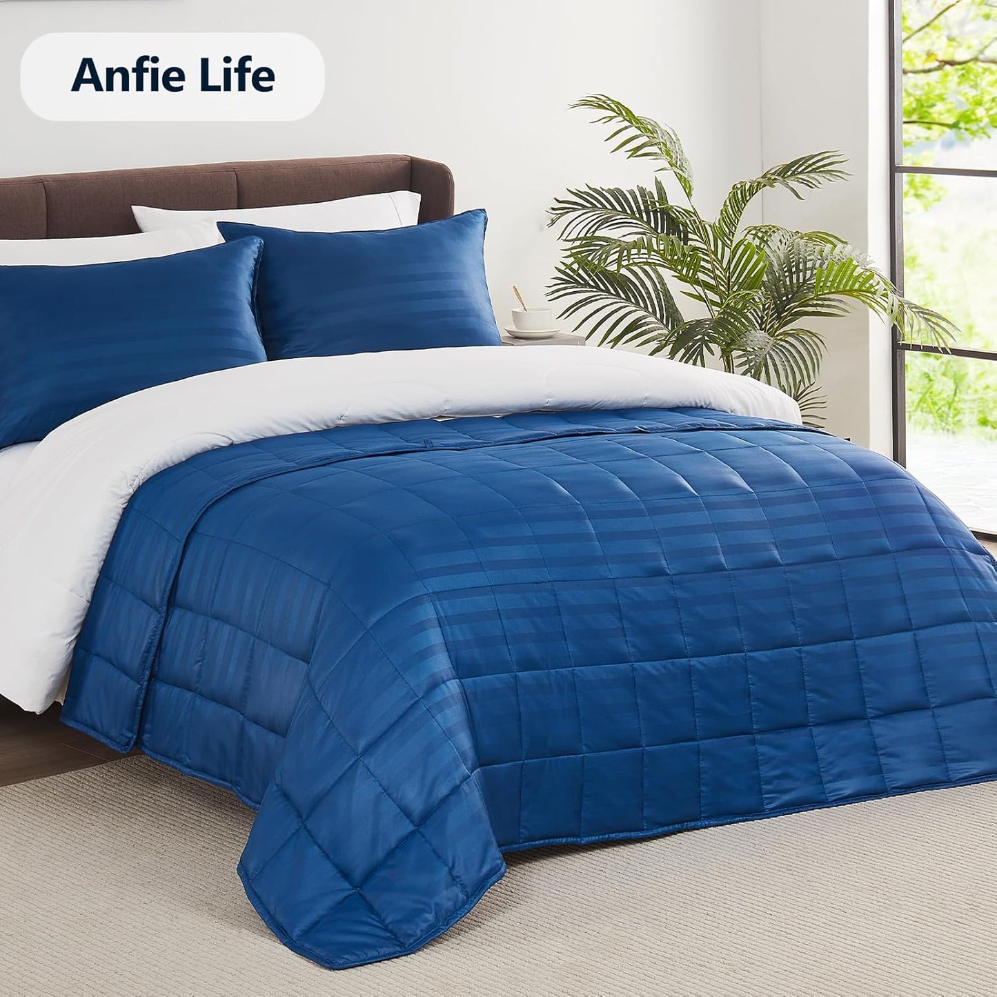 Weighted Blanket Queen/King Size (80"X87" 17Lbs),Ultra Soft and Cozy Cooling Weighted Blanket for Adult,Heavy Blanket with Machine Washable Soft Blanket, Navy Blue