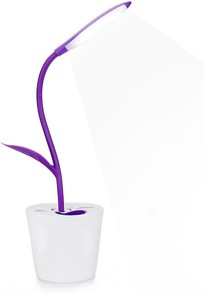 Kids Desk Lamp for Rooms, Cute Desk Lamp USB Charging Desk Lamp with Pen Holder for Home Study (Purple)