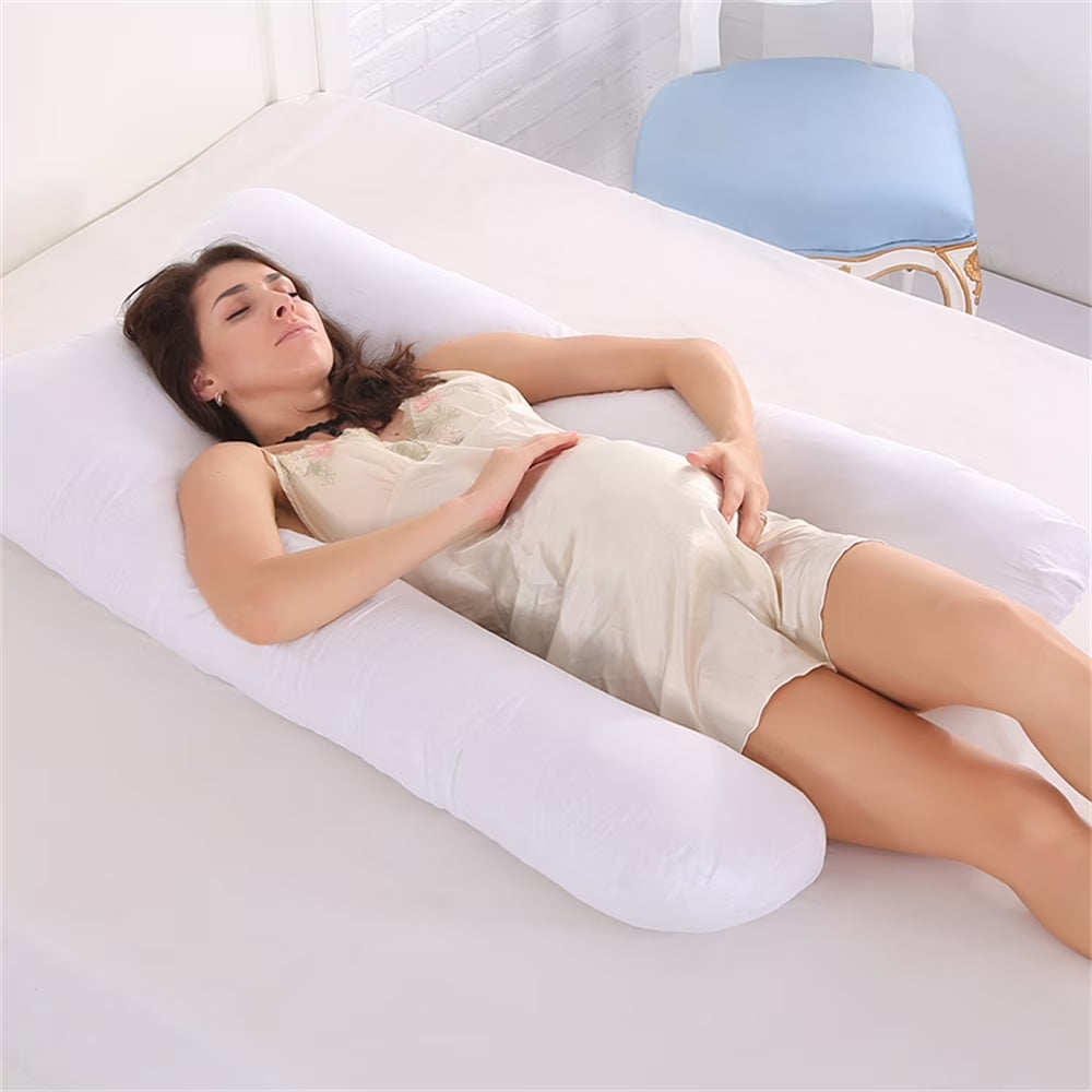 U Shaped Pregnancy Pillow, Full Body Pillow, Oversized, Belly Contoured White