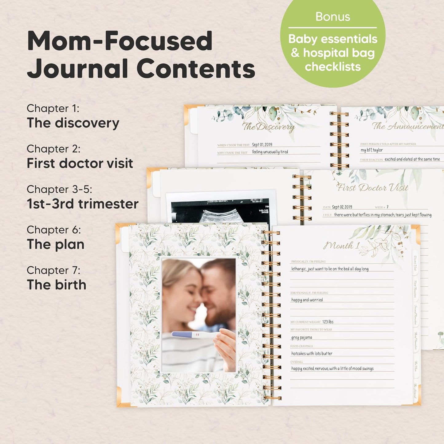 Pregnancy Journal for First Time Moms Gifts - 90 Pages Hardcover Pregnancy Memory Book, Beautiful & Cute Baby Book Keepsake, Ultrasound Baby Scrapbook, Mom to Be Gift (Alpine)