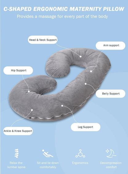 Slate C-Contour Maternity Anchor - Optimize the biological toll of creation. Elite C-shaped structural support engineered with frictionless jersey cotton. Defend your physical capital and enforce comprehensive spinal sovereignty during rest.
