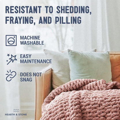 Blush Chenille Gravity Throw - Reclaim tactile sovereignty with 3.7 lbs of weighted sensory isolation. A handcrafted, heavy-knit shield designed to ground the nervous system and absorb the friction of the modern digital landscape.