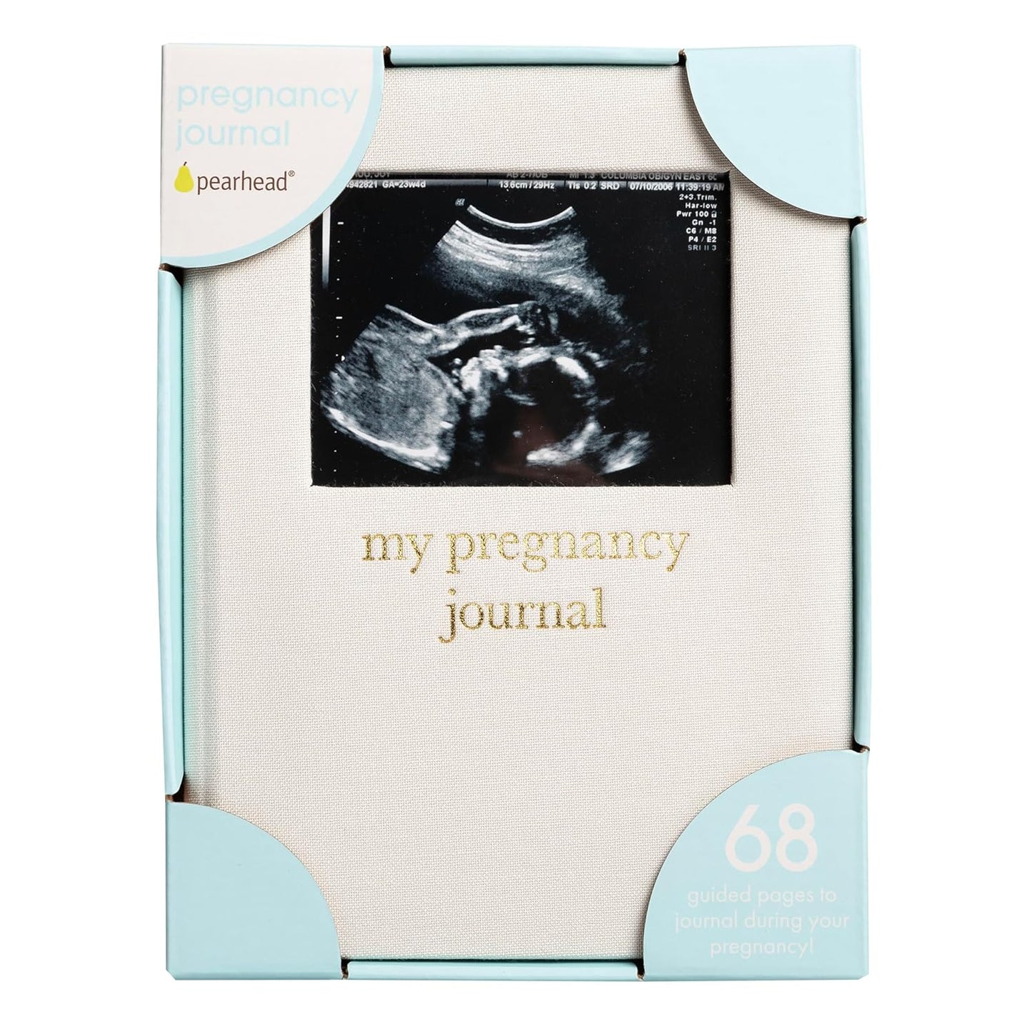 Pregnancy Journal, Linen Guided Pregnancy Memory Book with Sonogram Photo Insert, Beige