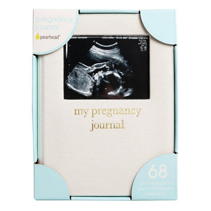 Pregnancy Journal, Linen Guided Pregnancy Memory Book with Sonogram Photo Insert, Beige