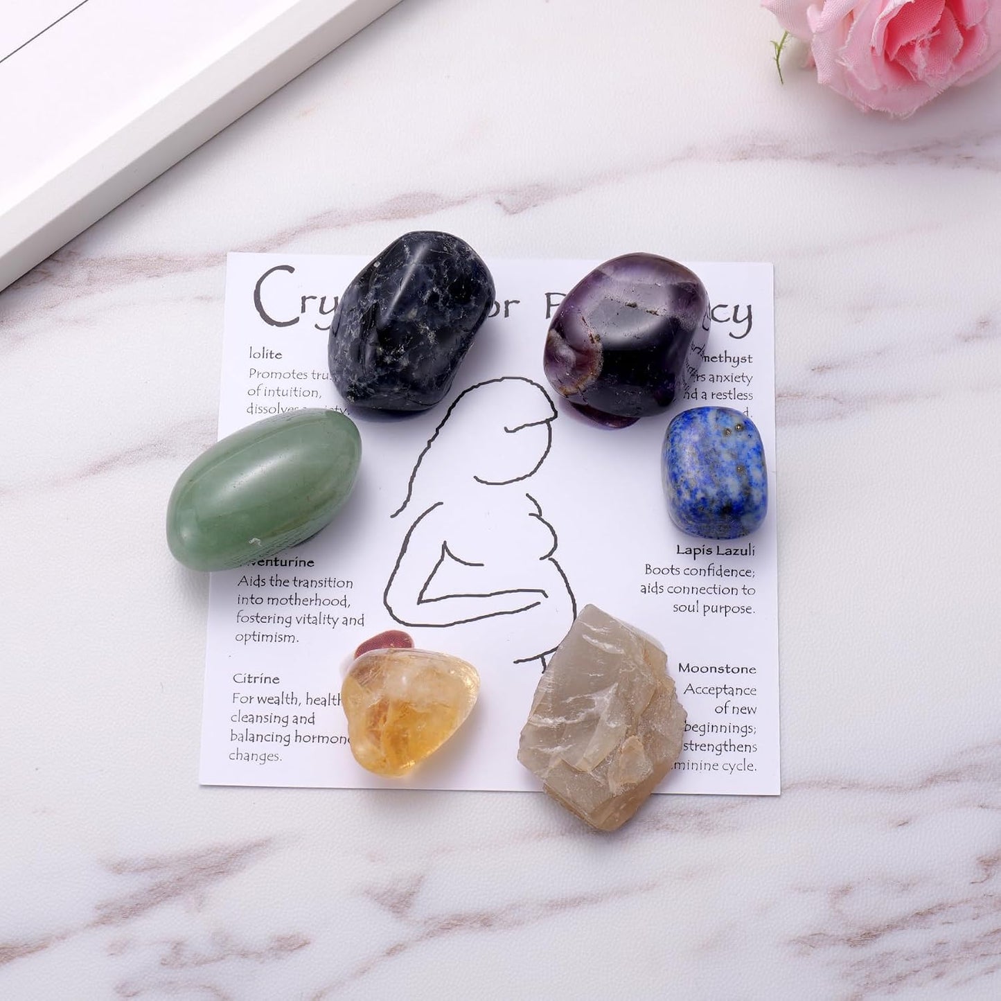 Pregnancy Crystals Set – Fertility Support Stones for Healthy Pregnancy, Hormone Balance, Anxiety Relief – Spiritual Gift for Expecting Mothers, New Mom or Mom to Be