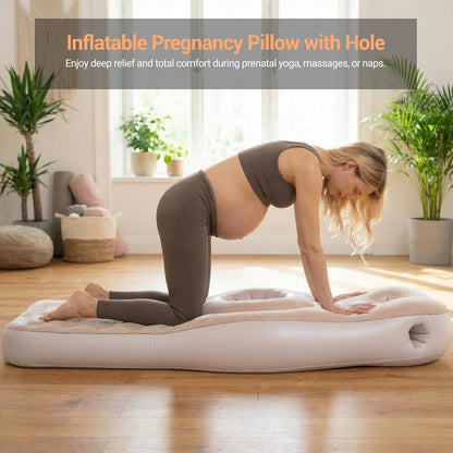 Inflatable Pregnancy Pillow with Belly & Head Hole, Prone Pregnancy Pillow for Stomach Sleepers, Belly Pillow Pregnancy Mattress for Pregnant Women, Maternity Airbed Pool Float for Tummy Massage