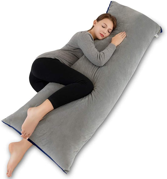 Full Body Pillow for Adults and Pregnancy, Large Long Body Pillows for Sleeping with Removable Velvet Cover.