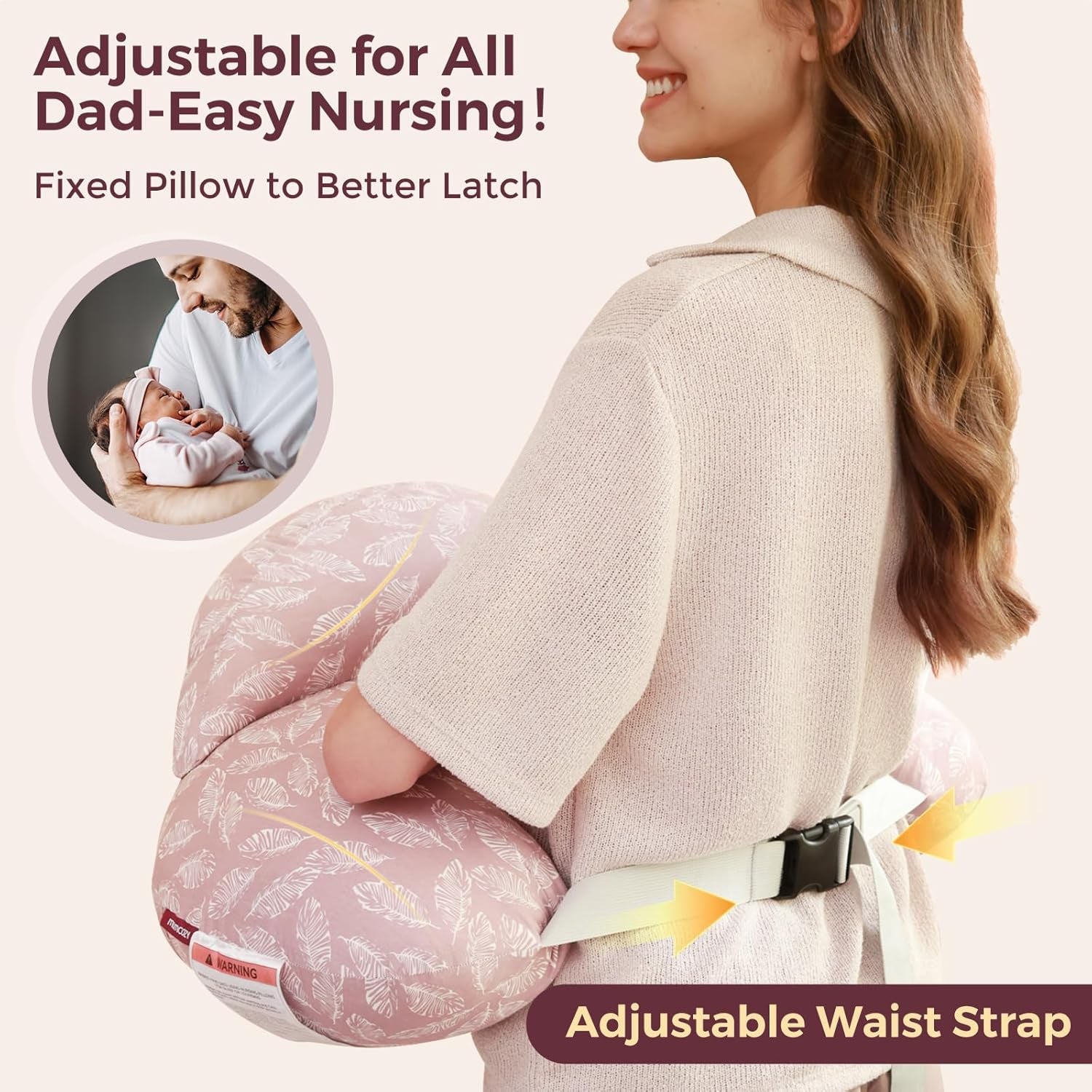 Original Nursing Pillow for Breastfeeding-Innovative Safety Guard - Wider Feeding Pillows for More Support for Mom & Baby- Easier Nursing & Hand Free- Fit for All, Removable Cotton Cover