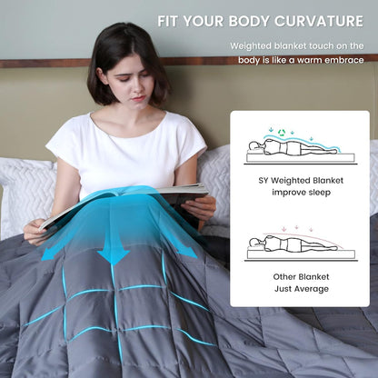 Weighted Blanket Queen Size (60''X80'' 20 Lbs, Dark Grey), Breathable Weighted Blanket for Adults, Cooling Heavy Blanket with Glass Beads