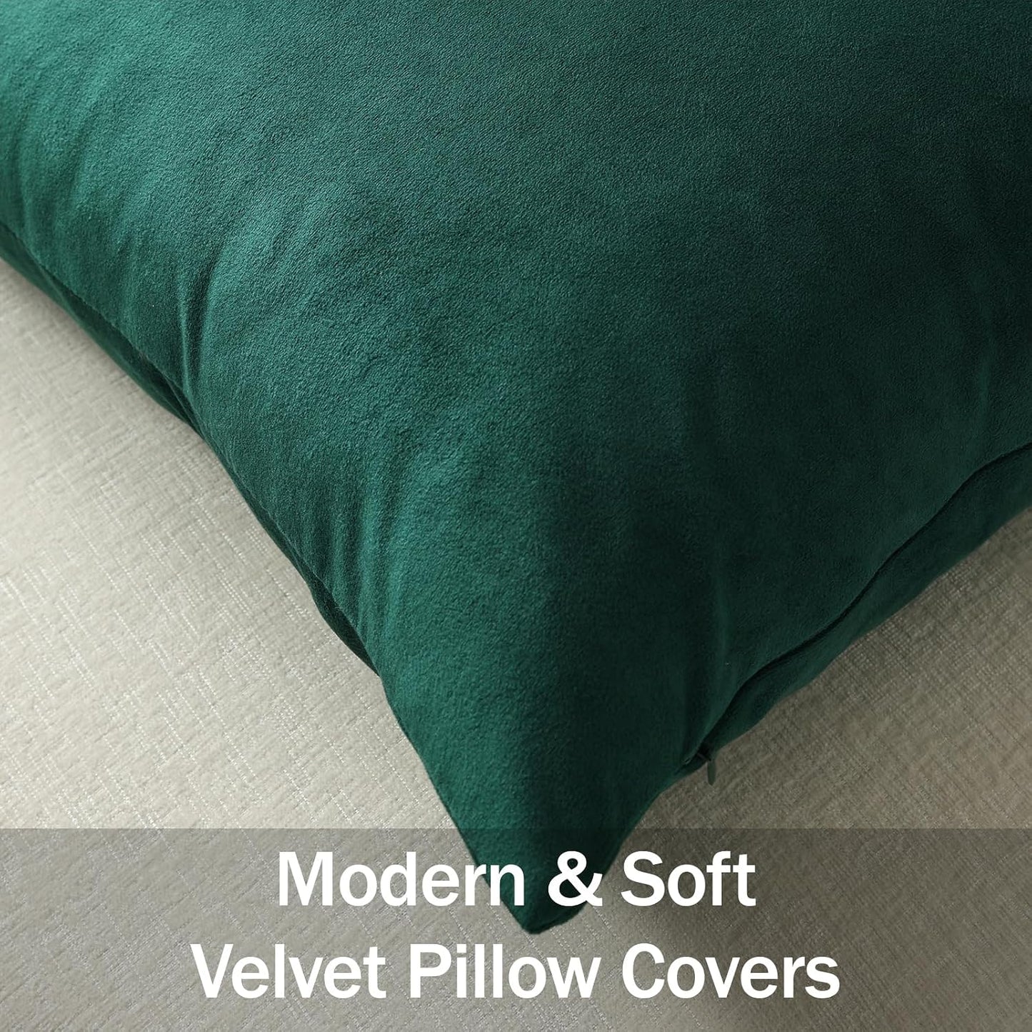 Euro Sham Covers 26X26 Green: Pack of 2 Cozy Soft Velvet Square Modern Luxury Decorative Throw Pillow Cases for Sofa Couch Living Room Bed Home Decor Christmas