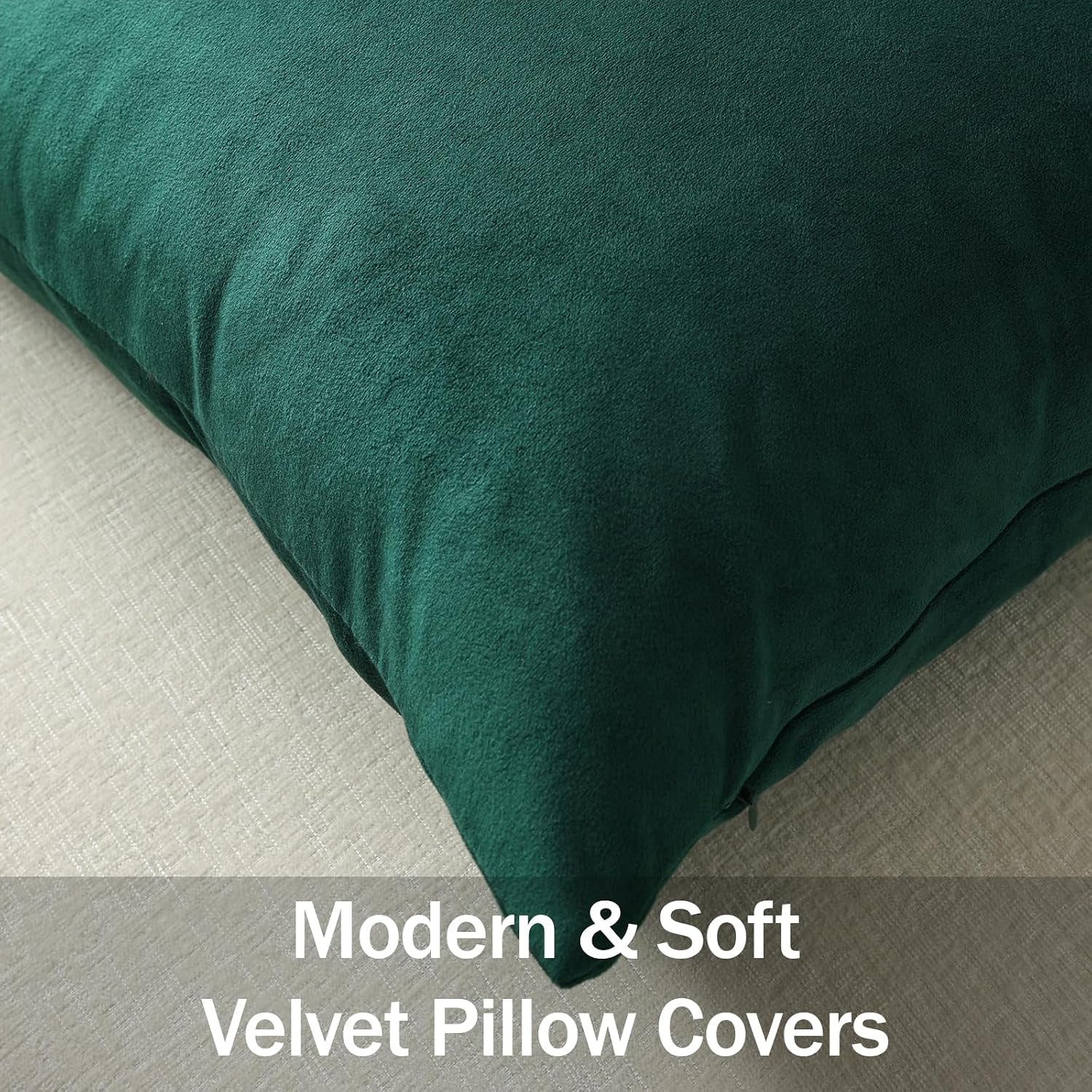 Euro Sham Covers 26X26 Green: Pack of 2 Cozy Soft Velvet Square Modern Luxury Decorative Throw Pillow Cases for Sofa Couch Living Room Bed Home Decor Christmas