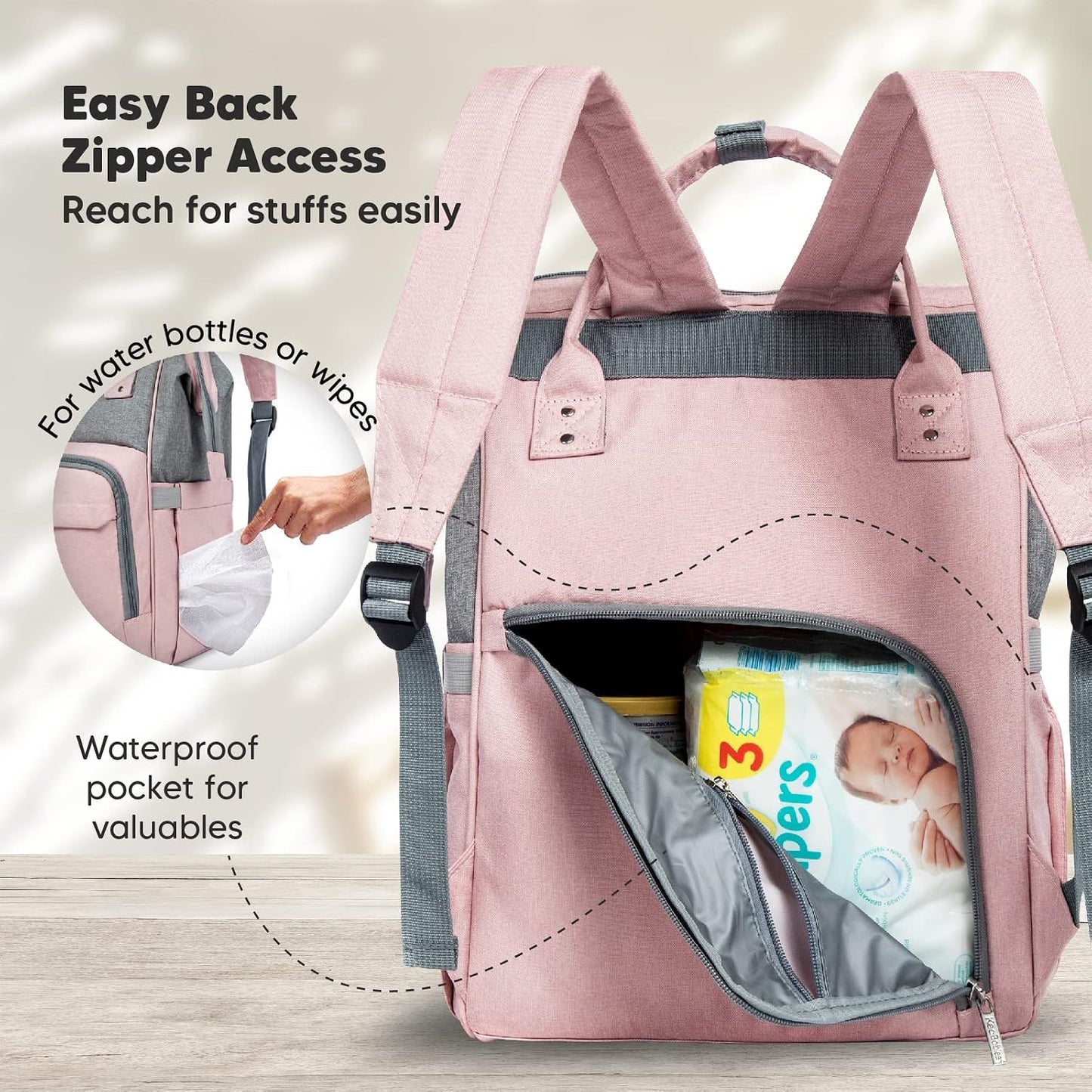 Baby Wrap Carrier and Diaper Bag Backpack - Waterproof Multi Function Baby Travel Bags - All in 1 Original Breathable Baby Sling, Lightweight,Hands Free Baby Carrier Sling -Baby Carrier Wrap