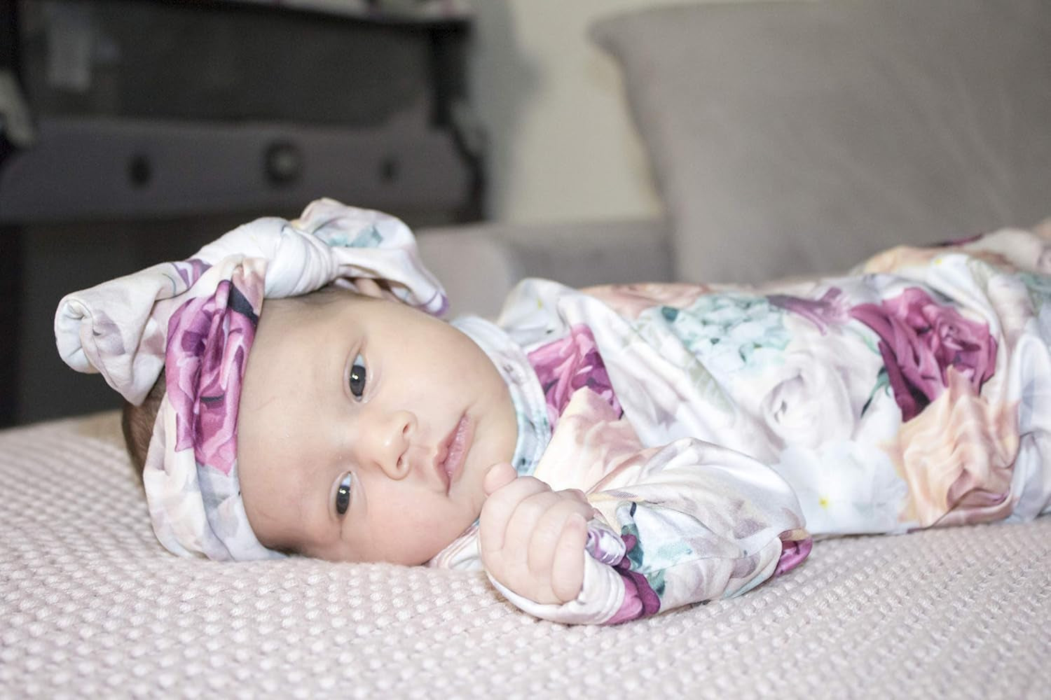 Maternity Robe and Baby Swaddle Blanket, Milk Silk Matching Delivery Robe and Swaddling Wrap for Mom and Baby
