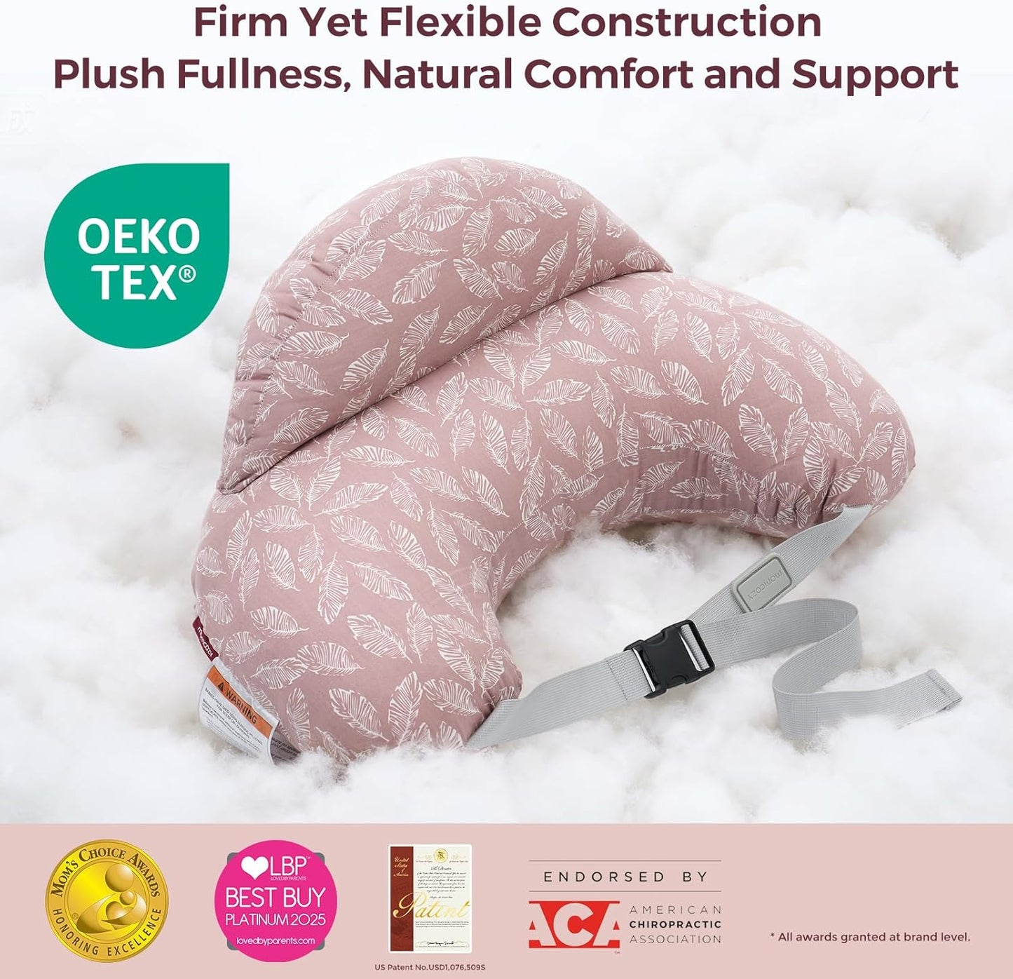 Original Nursing Pillow for Breastfeeding-Innovative Safety Guard - Wider Feeding Pillows for More Support for Mom & Baby- Easier Nursing & Hand Free- Fit for All, Removable Cotton Cover