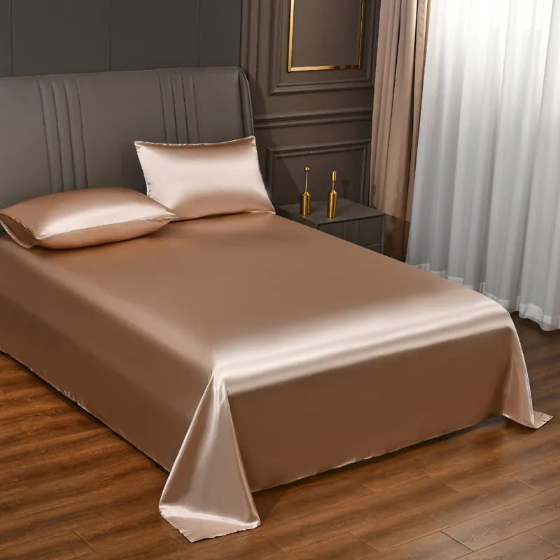 Aura Satin Thermal Regulating Sheet - Heat destroys cognitive recovery. Shield your rest with frictionless satin silk designed for elite temperature control. Maximize your biological ROI with absolute tactile silence. Optimize your baseline.