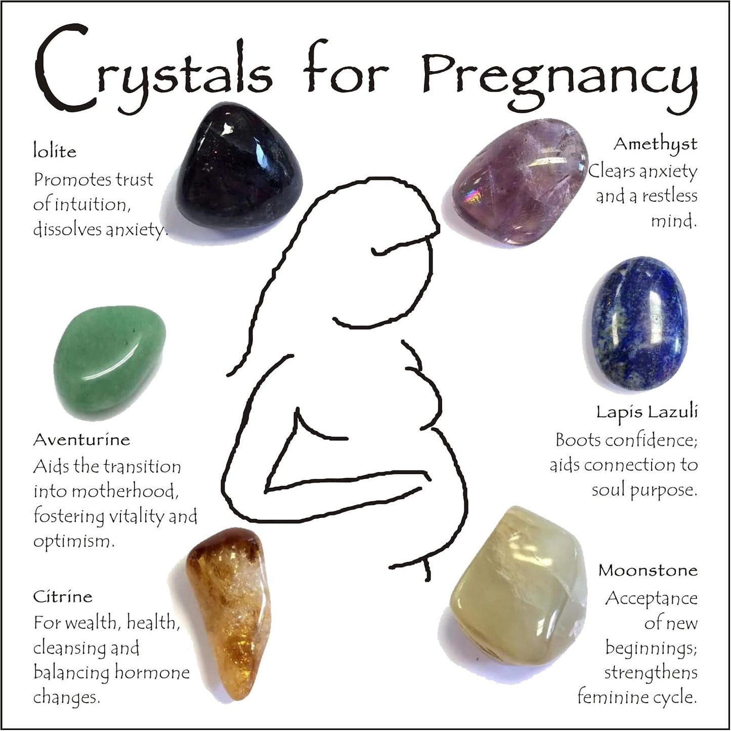 Pregnancy Crystals Set – Fertility Support Stones for Healthy Pregnancy, Hormone Balance, Anxiety Relief – Spiritual Gift for Expecting Mothers, New Mom or Mom to Be
