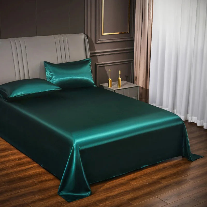 Aura Satin Thermal Regulating Sheet - Heat destroys cognitive recovery. Shield your rest with frictionless satin silk designed for elite temperature control. Maximize your biological ROI with absolute tactile silence. Optimize your baseline.