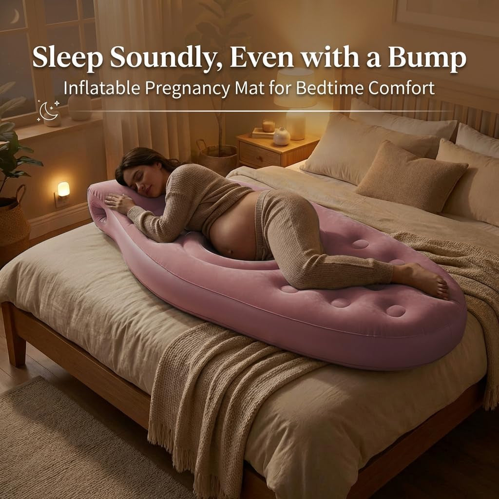 Inflatable Tummy Nest Pregnancy Pillow with Belly Hole, Belly Mattress for Pregnancy Pillow Stomach Sleepers,Maternity Pool Float,Prenatal Massage Pillow,Extra Wide&Tall,All Pregnancy Stages (Pink)