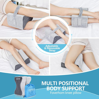 Memory Foam Knee Pillow,Orthopedic Leg Pillow for Sciatica Relief,Back Pain, Pregnancy, Leg Pain, Hip Pain and Sciatica Relief, Grey