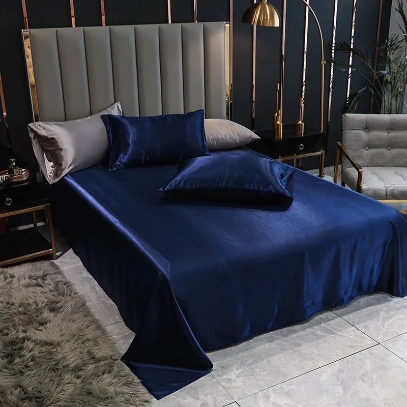 Aura Satin Thermal Regulating Sheet - Heat destroys cognitive recovery. Shield your rest with frictionless satin silk designed for elite temperature control. Maximize your biological ROI with absolute tactile silence. Optimize your baseline.