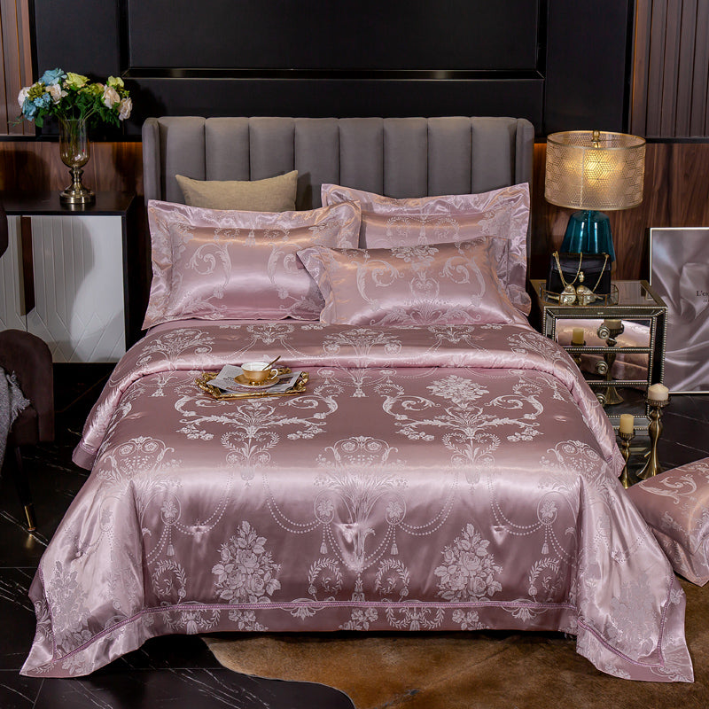 Glacial Silk Jacquard Bedding - Overheating is friction; friction destroys recovery. Optimize your biological downtime with elite thermoregulating linen and cotton. Engineered for stoic rest and peak morning performance.