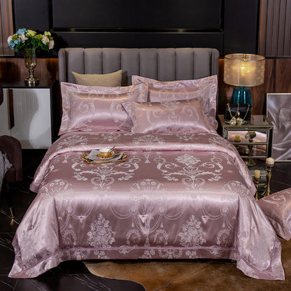 Glacial Silk Jacquard Bedding - Overheating is friction; friction destroys recovery. Optimize your biological downtime with elite thermoregulating linen and cotton. Engineered for stoic rest and peak morning performance.