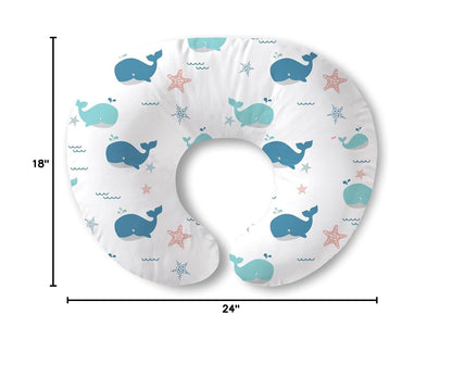 Nursing Pillow for Breastfeeding, Soft and Supportive Breastfeeding Pillow for Mom and Baby, Cute Feeding Pillow with Removable Cover for 0–12 Months, Whale