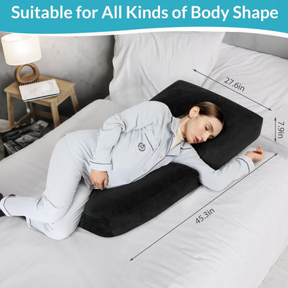 Pregnancy Pillows for Sleeping, 45.3 Inch Pregnancy Massage Pillow Full Body Pillow with Removable Cover - Support for Back, Legs, Belly, HIPS for Pregnant Women(Black)