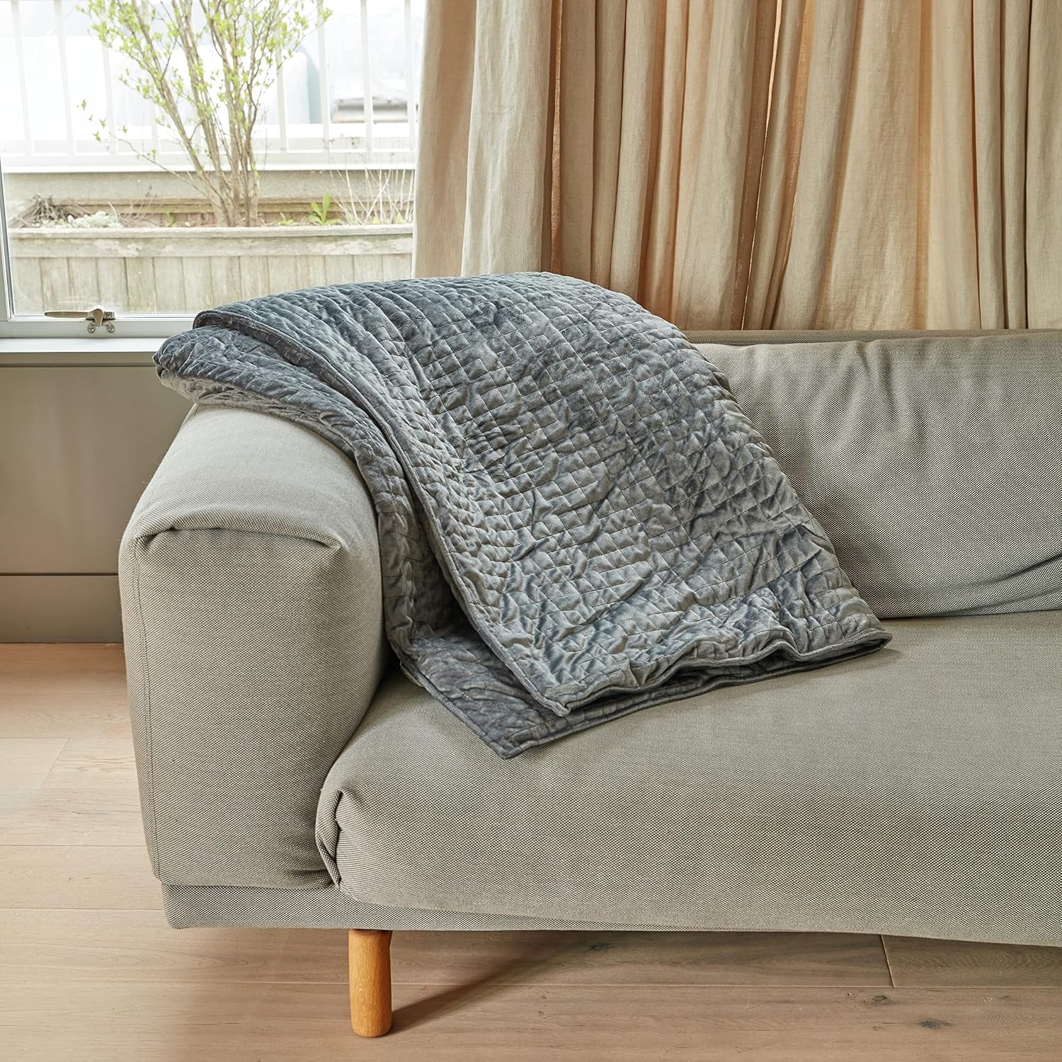 Weighted Blankets for Adults, 15Lbs Grey (48" X 72", Twin/Single) - Heavy Comfort Cotton Blanket with Glass Beads - Utra-Soft Premium Breathable Microfiber Duvet Cover - Machine Washable