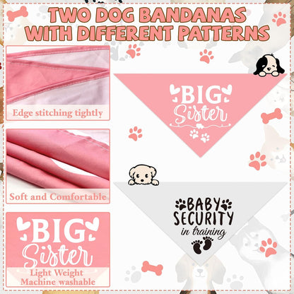 Dog Bandana Pregnancy Announcement Big Sister Doggy Bandana Baby Security in Training Printed Dog Bandanas Baby Announcement Puppy Scarf Pregnancy Pet Bandana for Dogs Pet Scarfs Accessories