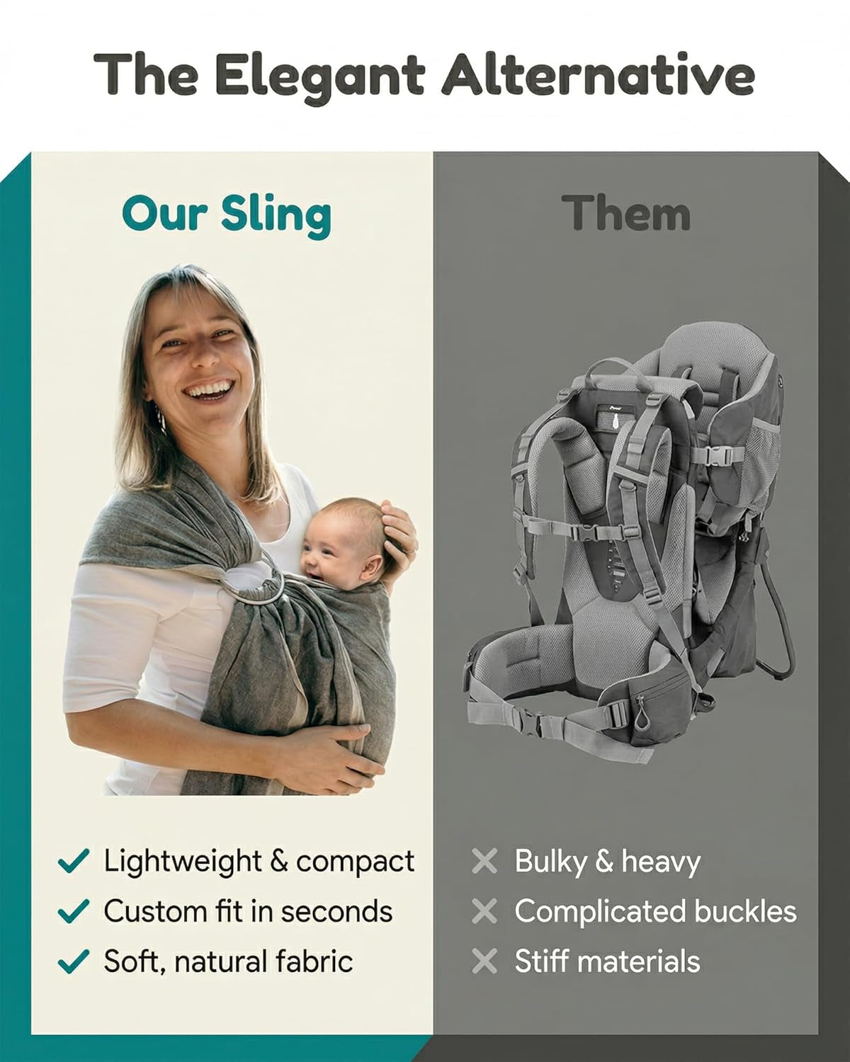 - Adjustable Baby Ring Sling & Carrier for Newborns, Infants & Toddlers - Soft Cotton Baby Wrap for Nursing, Infant Shower Gifts - Sling Carrier for 8-35 Lbs - Midnight