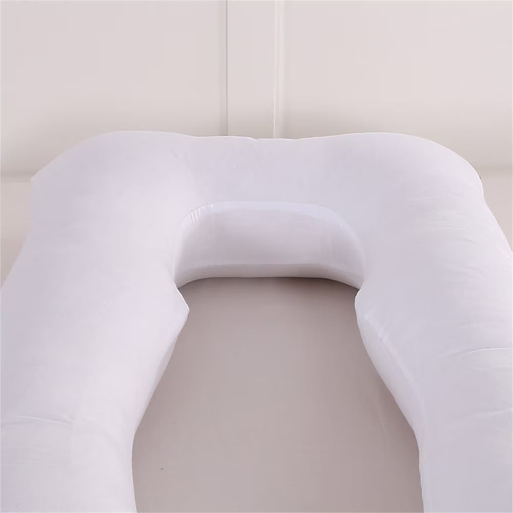 U Shaped Pregnancy Pillow, Full Body Pillow, Oversized, Belly Contoured White