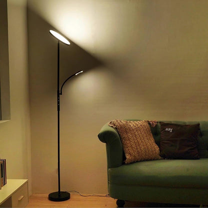 LED Floor Lamp, Super Bright RGB Torchiere Lamp with Adjustable Reading Lamp, Remote & Touch Control, 1600LM Main Light and 300LM Side Light for Living Room, Bedroom, Office, Black