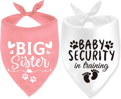 Dog Bandana Pregnancy Announcement Big Sister Doggy Bandana Baby Security in Training Printed Dog Bandanas Baby Announcement Puppy Scarf Pregnancy Pet Bandana for Dogs Pet Scarfs Accessories