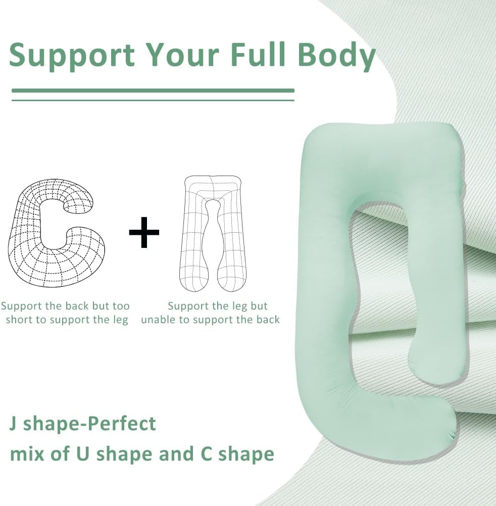 Pregnancy Pillow, Cooling Pregnancy Pillows for Sleeping,Full Body Pillow for Adult,Maternity Pillow for Pregnant Women 63 Inch, Pregnancy Must Have with Removable Cover, Mint Green