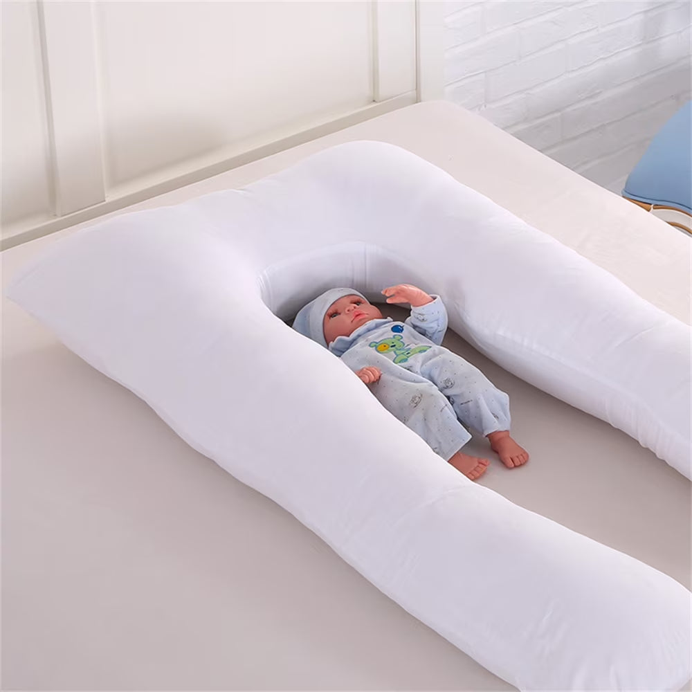 U Shaped Pregnancy Pillow, Full Body Pillow, Oversized, Belly Contoured White