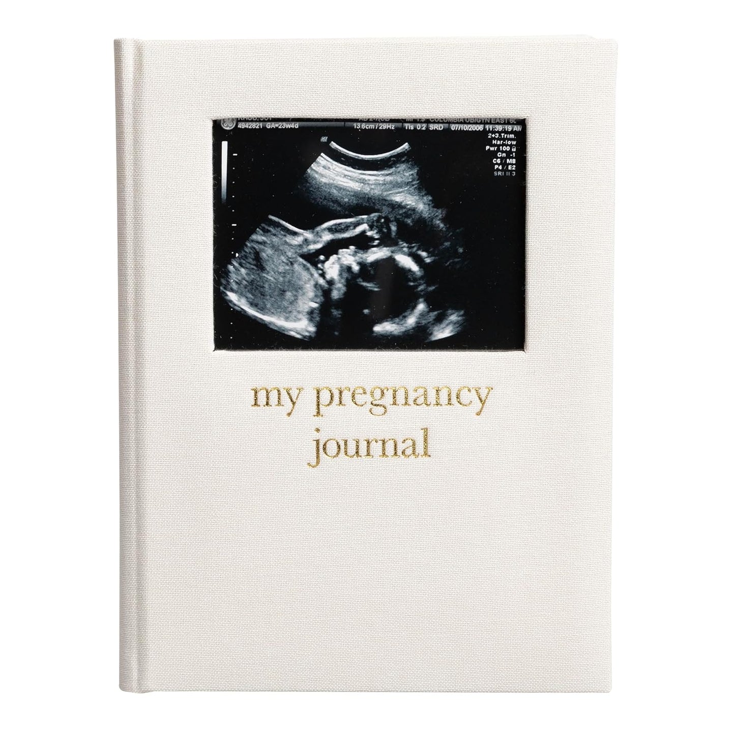 Pregnancy Journal, Linen Guided Pregnancy Memory Book with Sonogram Photo Insert, Beige