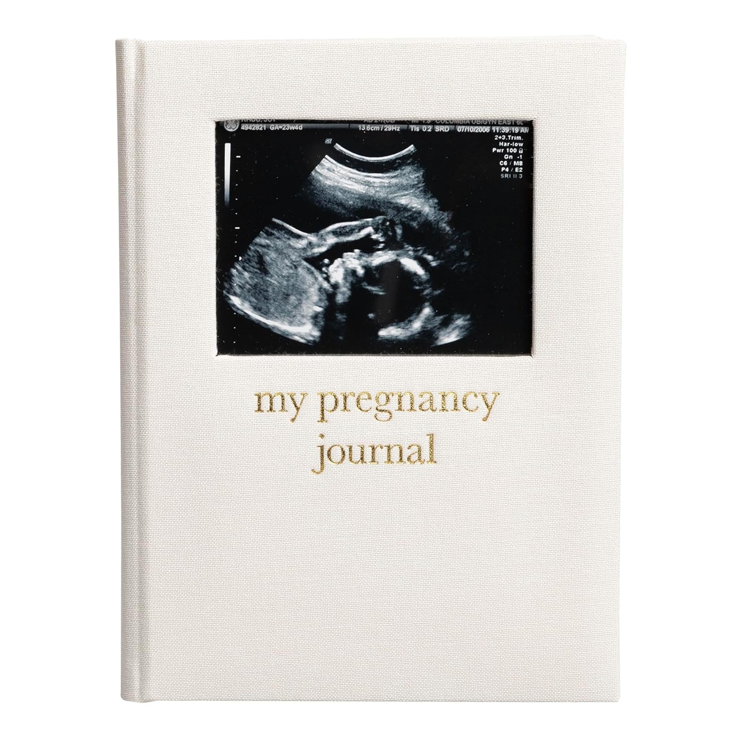 Pregnancy Journal, Linen Guided Pregnancy Memory Book with Sonogram Photo Insert, Beige