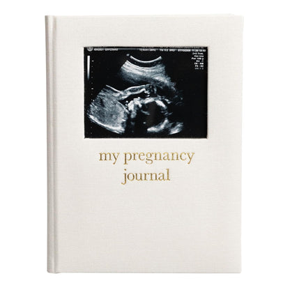 Pregnancy Journal, Linen Guided Pregnancy Memory Book with Sonogram Photo Insert, Beige