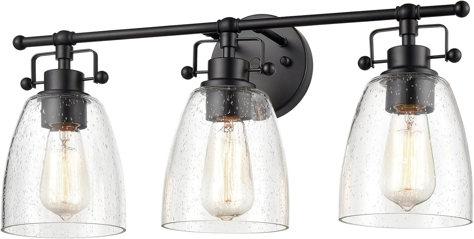 Black Bathroom Light Fixtures Modern Clear Seeded Glass Lampshade 3 Light Bathroom Vanity Lights over Mirror Black Light Fixture Bathroom Vanity Light Wall Sconce Farmhouse Vanity Light