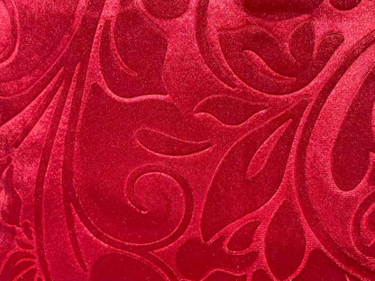 Heavy Velvet Embossing Throw Pillow Cover, Classis Floral Anaglyph Velvet Fabric, Euro Sham, European Throw Pillow Cover, Indoor/Outdoor - (26" X 26", C08 Red)