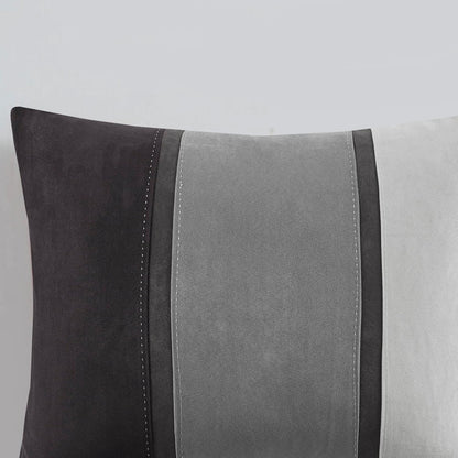 Palisades Comforter Set Modern Faux Suede Pieced Stripe Design, All Season down Alternative Cozy Bedding with Matching Shams, Decorative Pillows, Cal King(104"X92"), Black 7 Piece