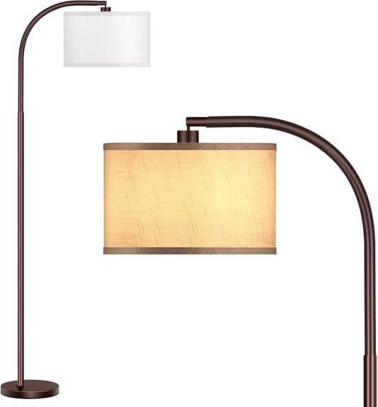 ROTTONEGGON Floor Lamp for Living Room, Oil-Rubbed Bronze LED Standing Lamp with 2 Lamp Shades (Beige/White), Tall Reading Lamp for Bedroom Study