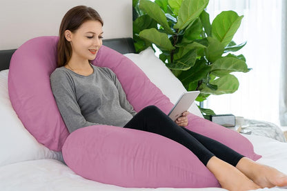 Pregnancy Pillow, Maternity Body Pillow with Velvet Cover,C Shaped for Side Sleeping, Magenta