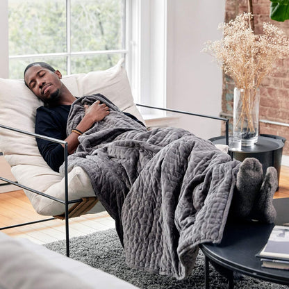 Weighted Blankets for Adults, 15Lbs Grey (48" X 72", Twin/Single) - Heavy Comfort Cotton Blanket with Glass Beads - Utra-Soft Premium Breathable Microfiber Duvet Cover - Machine Washable