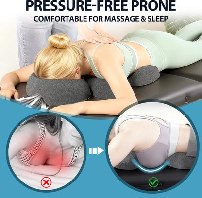 Breast Pillow and Face down Pillow Massage Set, Memory Foam Breast and Neck Cushion for Bed Massage, Women'S Sleeping Chest Bolster for Home SPA, Dark Gray