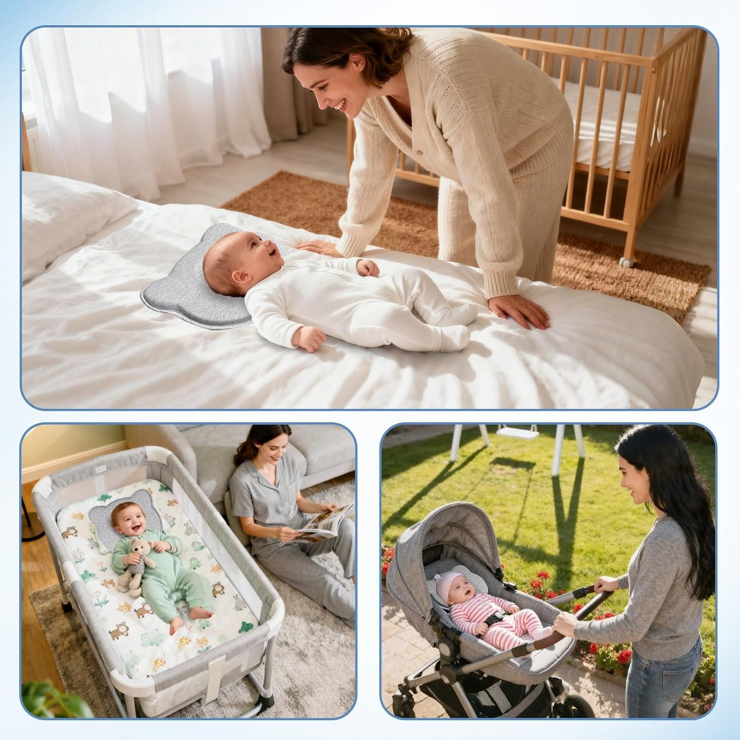 Reflux Pillow for Baby, Baby Lounger Pillow for Infant Support Cushion Reflux Breastfeeding Pillow, Babies Feeding Support Pillow for Reducing Spit-Up with Safety Strap