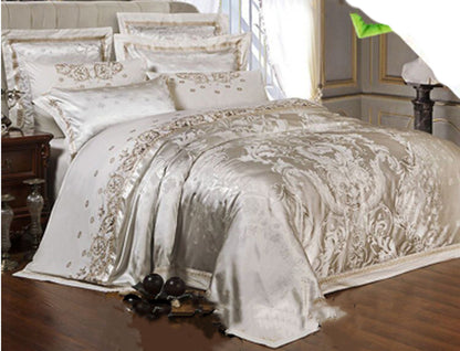 Glacial Silk Jacquard Bedding - Overheating is friction; friction destroys recovery. Optimize your biological downtime with elite thermoregulating linen and cotton. Engineered for stoic rest and peak morning performance.