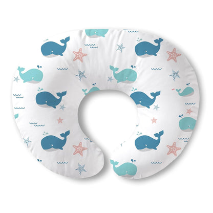 Nursing Pillow for Breastfeeding, Soft and Supportive Breastfeeding Pillow for Mom and Baby, Cute Feeding Pillow with Removable Cover for 0–12 Months, Whale